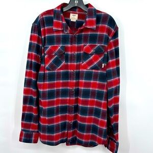 Vans Red Casual Button Down Flannel Shirt Two Front Pockets Size L